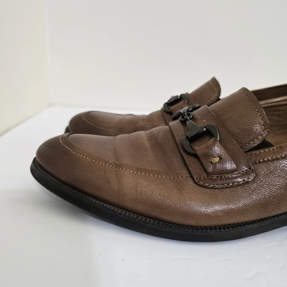 KENNETH COLE‎ new york size 9 Brock Leather Bit Slip On Classic Loafers Cognac